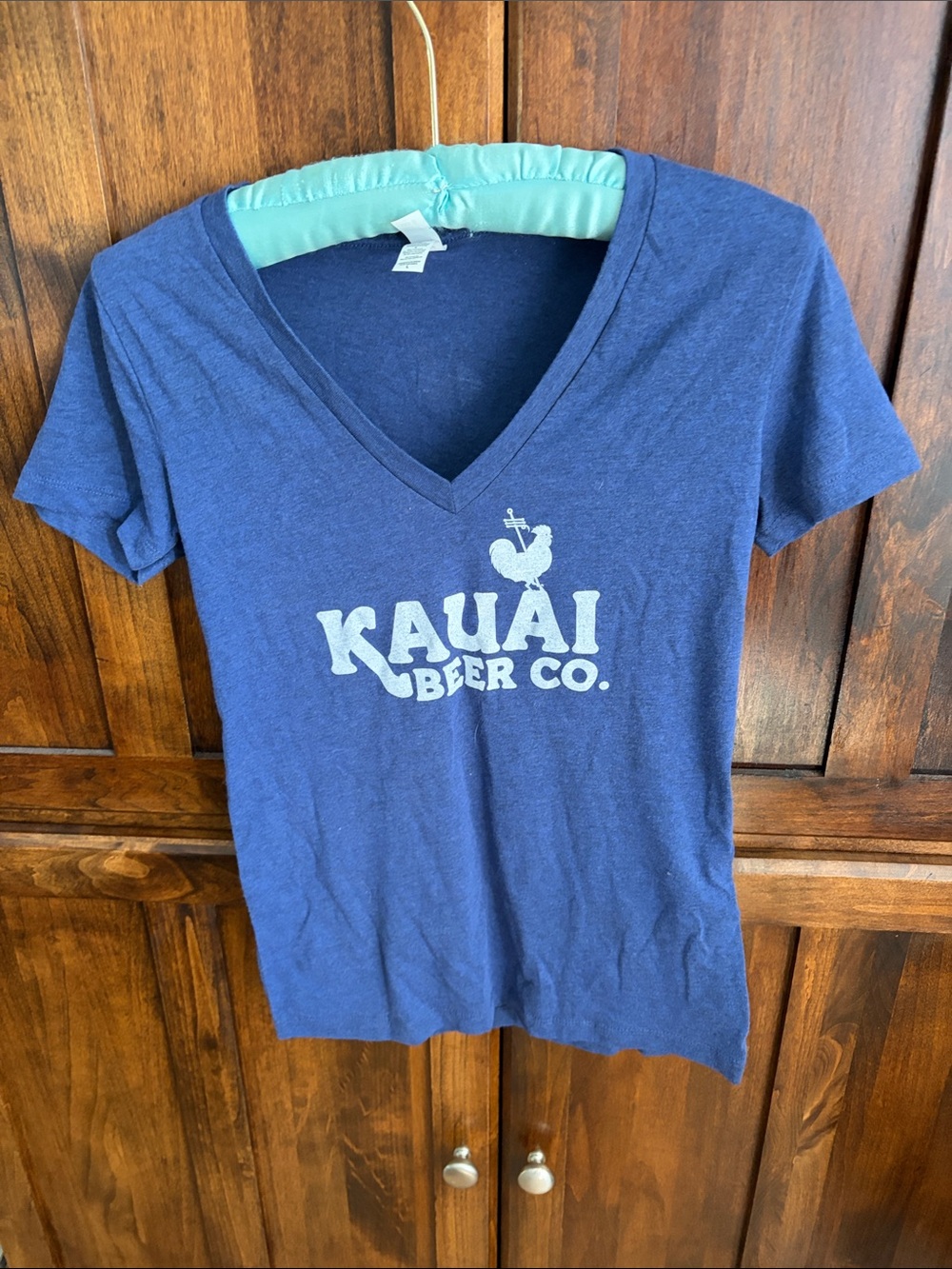 Women's Navy V-Neck Tee Kauai Beer Co
